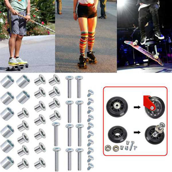 Inline skate aksel afstandsstykke skrue, skate hjulleje afstandsstykke, rulleskøjte udskiftningsdele med aksel &