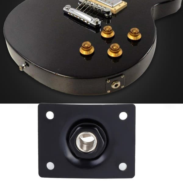 Rektangulär Utgång Jack Plate Socket för LP Stil Elgitarr (Svart)