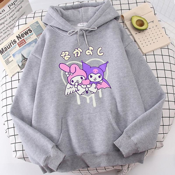 Kuromi Hoodie Sanrio Kawaii Mote Koreansk Sweat Shirt Style tegneserietrykt Kawaii Høst Vinter Hettegensere Casual Dame Topp WD-0173 XXXL