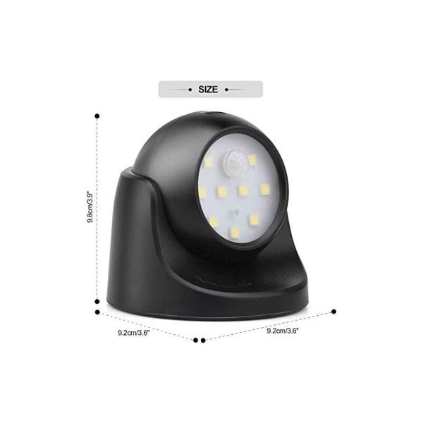 Vägglampa utomhus med rörelsesensor | 1000 Lumen LED utomhusbelysning | Batteridriven sladdlös belysning | 360 graders vridning och tilt