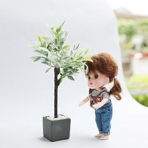 Mini Plant Miniature Potteplanter Bonsai Dekoration Velegnet til 1:6 1:8 1:12 Tilbehør, Sort