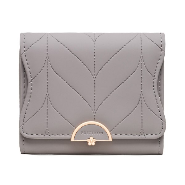 Enkel og stilig ensfarget kort lommebok med stor kapasitet grey