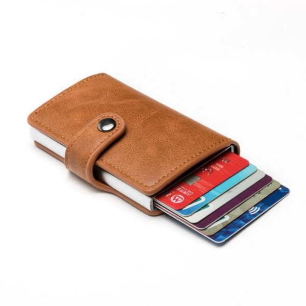 Automatisk pop-up kreditkortkasse tyverisikringsswipe-korttaske snap metalpung
