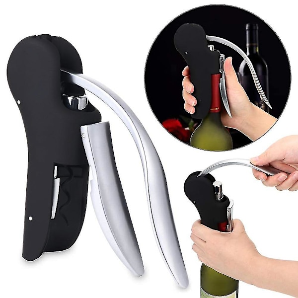 Wine Opener - Vertical Lever Corkscrew With Foil CutterBlack1Pcs