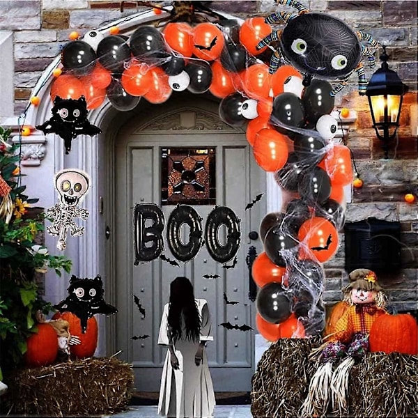 200 st Halloweenballonger, Halloween Dekorativa Ballonger Orange och Svarta Latexballonger för Halloweenfestdekorationer, 10 Tum