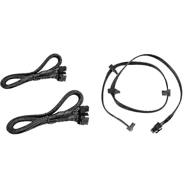 2 kpl 8-nastainen - 8-nastainen (6+2) Pcie Vga Virtalähdekaapeli Flex 1 kpl Pcie 6-nastainen uros - 4 Sata Virtalähde