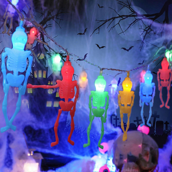 Painajainen Ennen Joulua Luuranko Valot Halloween Valojuova - 8Ft 20LEDs Luurangot Halloween Valot Koriste Pelottava Halloween Valot Juhliin