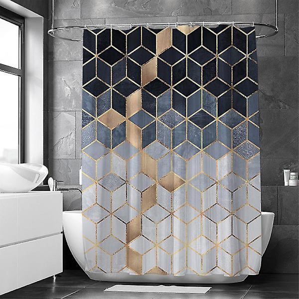 Moderne geometriske badeværelse vandtæt bruseforhæng A-STØRRELSE, FARVE: 180x180cm, Grå