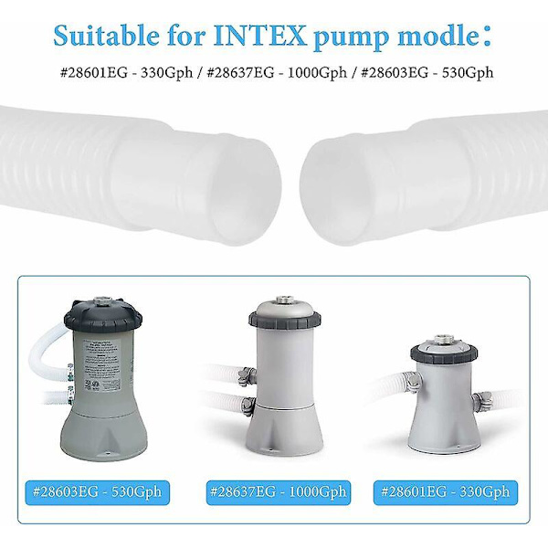 Reservedelsslange til Intex-poolpumpe - Tilbehør 1,25\" diameter og 59\" lang (pakke med 2)