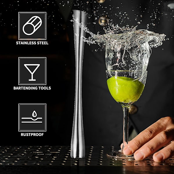 Rustfritt stål cocktail muddler - Blender for Mojito Ice Crusher - Liten isknuser 26cm