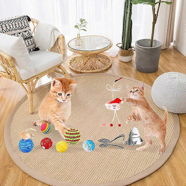 2024 Julkalender med katt-leksaker, Blind Box, 24 dagars nedräkning till jul, 24 st julklappar, kattfjäderleksak och bollklockor för kattungar