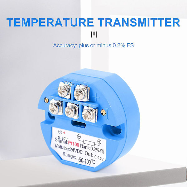 Rtd Pt100 Temperatursändare Dc24v 50 ~ 100 Grader Utmatning 0-10v