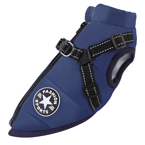 Vedenkestävä takki koiralle, valjaat mukana, talvi Mukava puuvillavaate Topattu liivi pienille ja keskikokoisille koirille Lilalila XL Navy blue