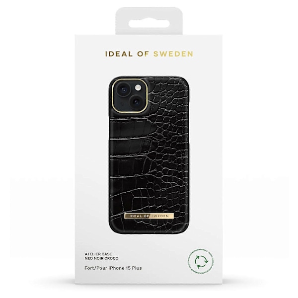 Etui til iPhone 15 Plus Luxe Ultra tynd Neo Sort Croco, Sort