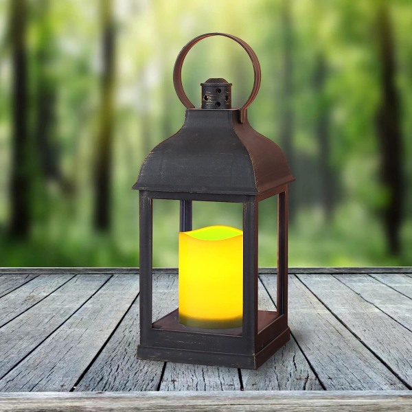 Dekorative lanterner med flammefri stearinlys med timer indendørs/udendørs lanterne med ophæng