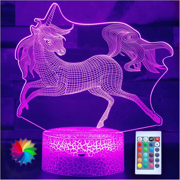 Shxx Unicorn presenter för flickor, Unicorn lampa för barn med fjärrkontroll och smart touch 3d8l-366