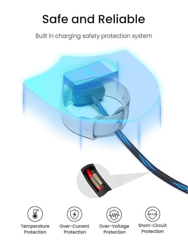 Lader for Fitbit Charge 5 Luxe med Reset Mode 100 cm Magnetisk USB-kabel