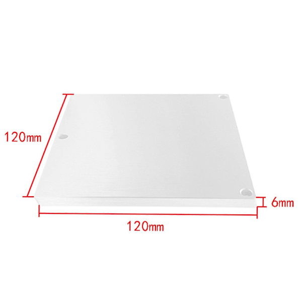 120X120X6mm Børstet Aluminiumsplade 3D Printer Hot Bed Z-Axis Support Base Plate til VORON V0 V0.1