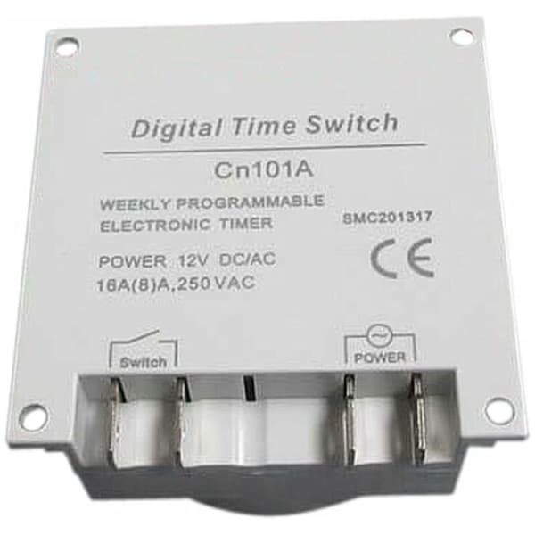 CN101 12V DC/AC Digital Timer. Programmerbar LCD Tidsrelébryter for stikkontakter, hvit