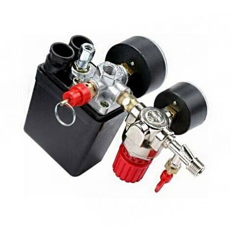 Luftkompressor trykkbryterventil, luftkompressor trykkbryter med trykkmålerregulator (pakke med 2)
