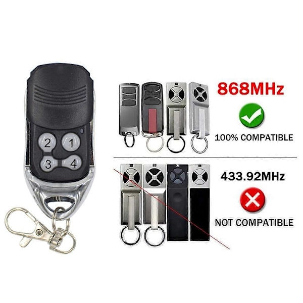 För 868MHz TX4EVF TX2REV TX4REV TX4REVF Grindfjärrkontroll Garageportsöppnare Handsändare Nyckel