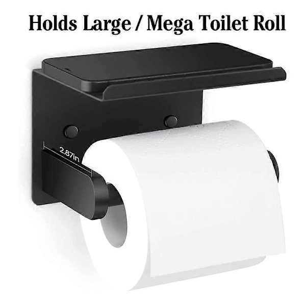 Toiletpapirholder, Sort Toiletpapirholder Selvklæbende Toiletpapirholder Vægmontering, Badeværelse Toil