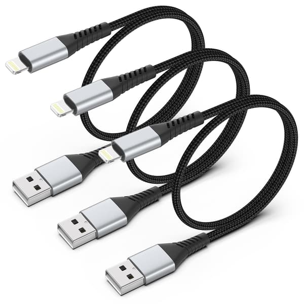 2025 Latest Model iPhone Charging Cable Short 3-Pack, 2ft Lightning Cable MFi Certified, Compatible with iPhone 14/13/12/11 Pro/Pro Max/