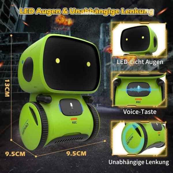 Intelligent robot for children touch control - voice control - interactive toy - green