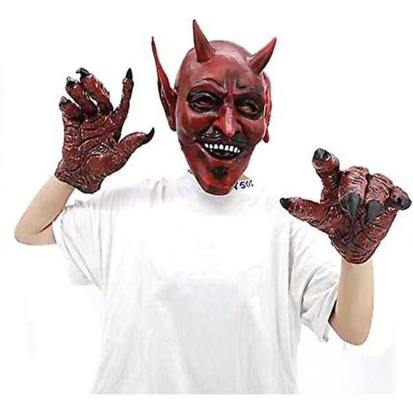 Halloween Lateksi Kauhea Paholainen Demoni Naamio Hanskat Pelottava Cosplay