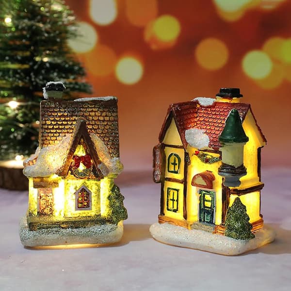 Lysende Julepynt LED Miniature Hus Landsby Stil 1
