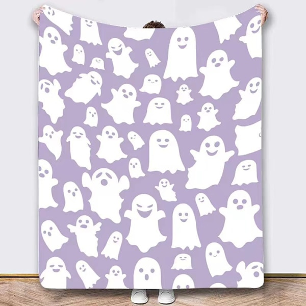 Halloween-peitto - Pehmeä Halloween-peitto - Mukava flanellipunainen Halloween-koriste juhliin sohvalle sänkyyn olohuoneeseen 50\"x60\" Tyyli 50