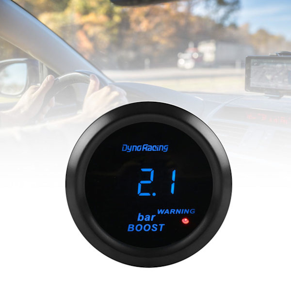 Turbo Boost Gauge Digital Blå LED ABS 52mm Turbo Trykkmåler for 12V 4/6/8 Sylindre Bensinbiler