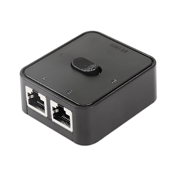 ZZY-Network Lan Switch 2 Porter, RJ45 Nettverksnøkkelbryter Splitter Velgerboks, 100m 2 Inn 1 Ut Eller 1 Inn 2 Ut, 2 Ports Nettverkshub Svart