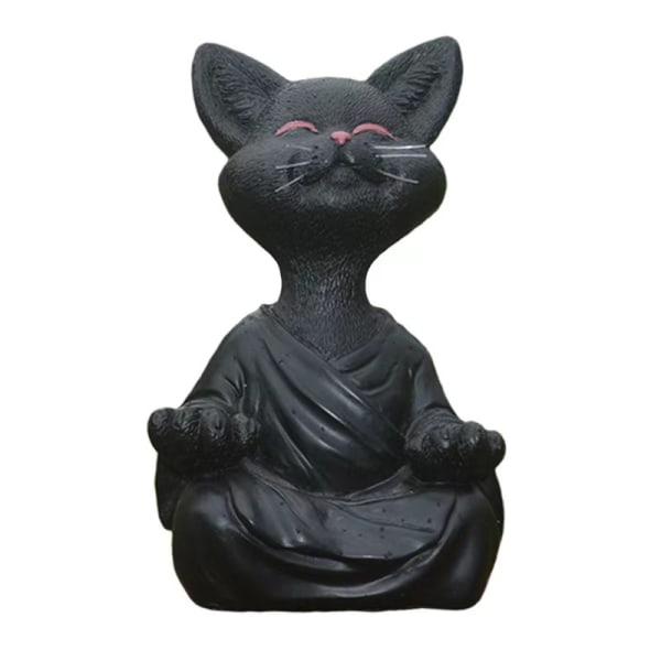 Veistos Ornamentti Jooga Meditaatio Pose Zen Cat Resin Art Patsaskoristelu (musta)
