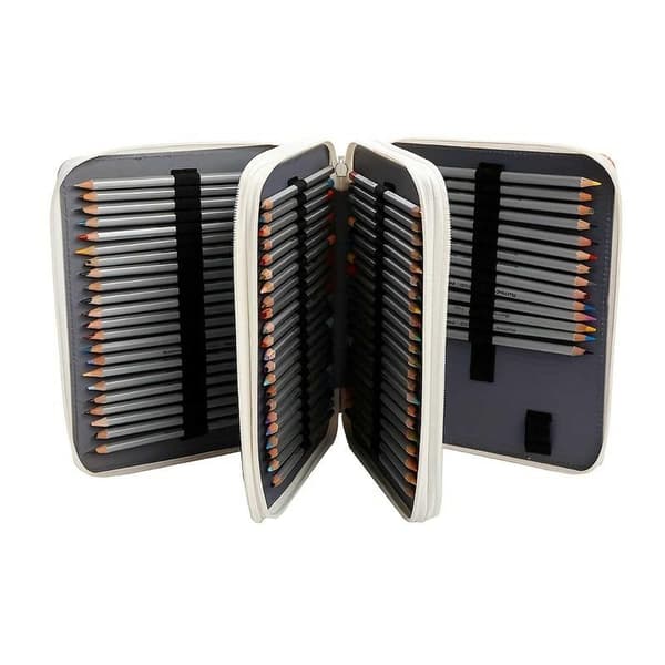 Brush Storage Case, 124 Slots, Large Capacity, Three-Layer Zippered Storage, White.