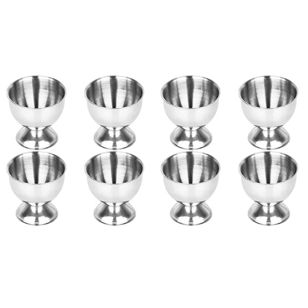 8-pack Äggkoppar Set Rostfritt Stål Ägg Hårdkokta Ägg Och Mjuk Bricka Verktygshållare Kök, Silver