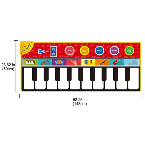 Barnmusikfilt Piano, fotsteg, multifunktion, musikinstrument