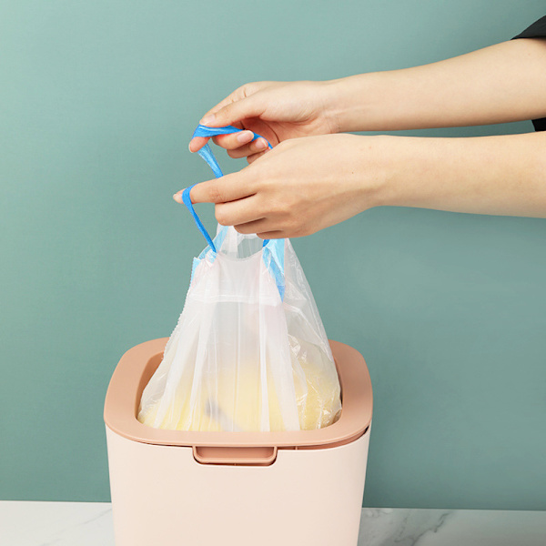Affaldspose i plastik til stue, køkken og soveværelse - Blå og gennemsigtig, 100 stk.