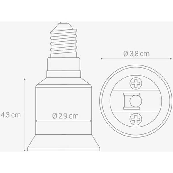 Sæt med 4 fatningskonvertere — E14 til E27 adaptere — Til konvertering af LED- og halogenpærefatninger