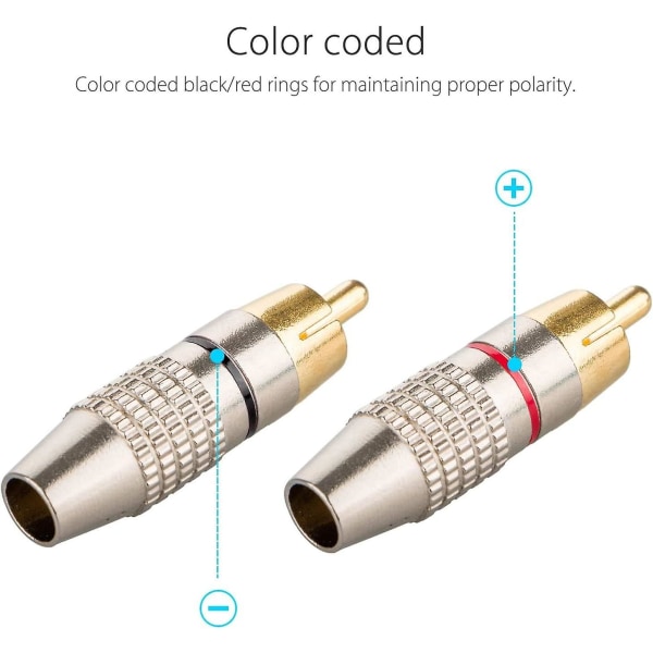 12 stk RCA hann-kontakt, RCA lyd- og videokontakter, RCA terminal lydkontakt, RCA loddekontakt, RCA pluggkontakt