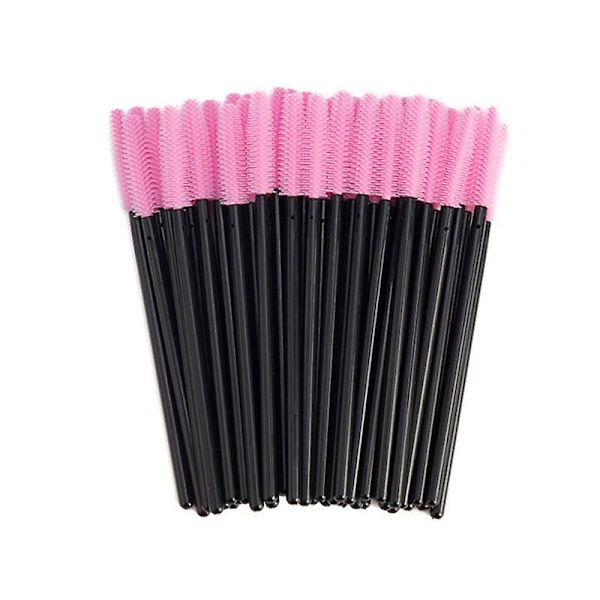 Farverige Engangs Mascara Børster Silikonhoved Stave Applikator Makeup Øjenvippe Børster Sæt (pink - Pakke med 200 stk)
