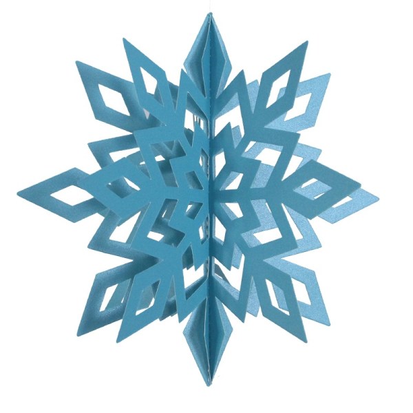 Set med 2 Winter Wonderland Snowflake Party Dekorationer 3D-kort hängande papper Pack om 6 (Lake Blue)