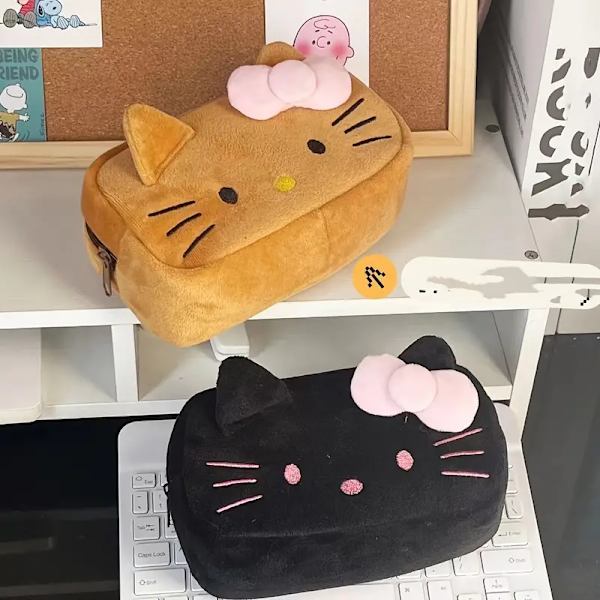 Sanrio KT Katt Pennfodral, En Gullig Pennskrin Med Högt Estetiskt Värde För Hjärtan SVART