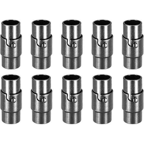 10 stk Magnetiske Smykke Armbåndslukninger til Læder Halskæde Armbånds Snorende Kapper til Smykkefremstilling (Sort, 6 mm)