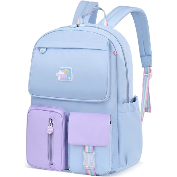 Skolväska för barn, ryggsäck för utomhusresor för barn (blå med lila)