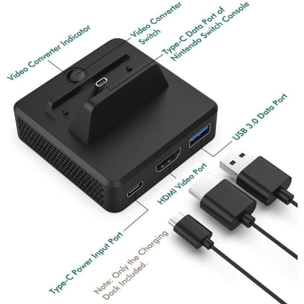 Dockningsstation - Nintendo - Switch - HDMI - Typ-C - Samtidig laddning