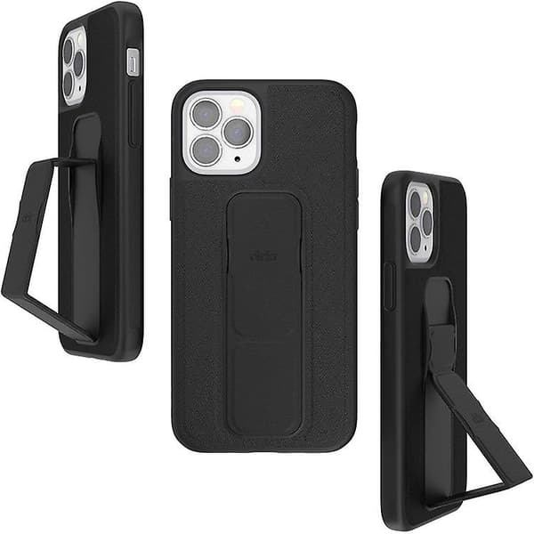 CLCKR Cover Case med Bracket Stand Grip til iPhone 12 / iPhone 12 Pro - Saffiano Sort
