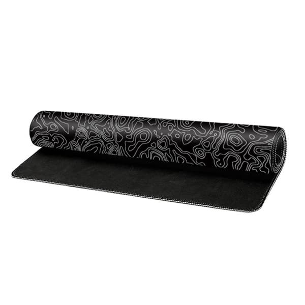 Musematte med kunstnerisk blomstermønster Svart L