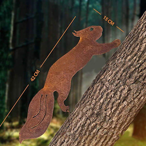 Rusty Squirrel Metal Silhouette Skrue På Patio Vedhæng - 42*15cm, 1stk