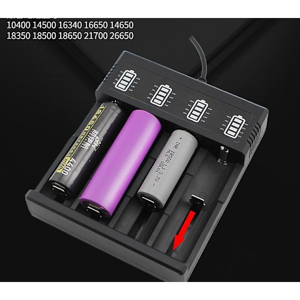 Universell LED-batterilader 21700 batterilader 4 rom for 22670 22650 21700 20650 18650 18670 18350 17670 17550 17360